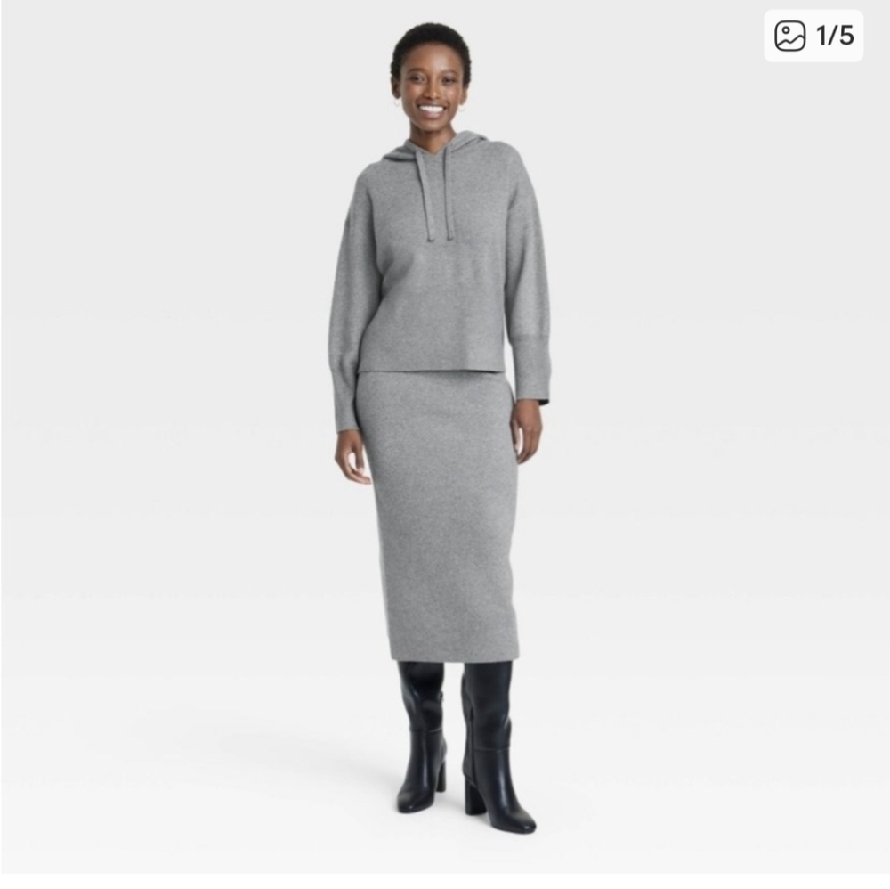 A New Day Women's Sweater Knit Midi Skirt - NWT - XXL - Color Black